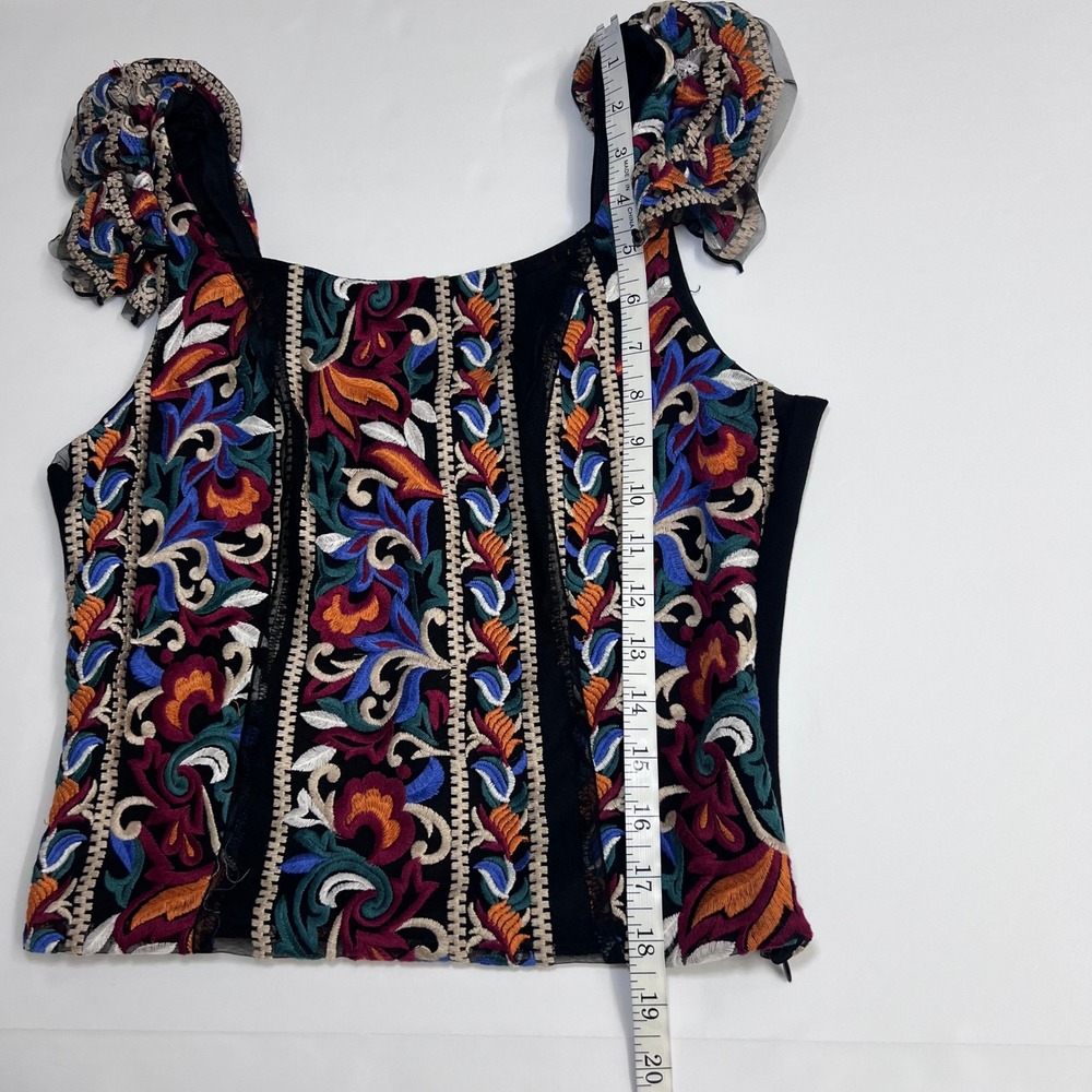 Embroidered Multicolor Crop Top with Ruffled Straps - Picture 6 of 10